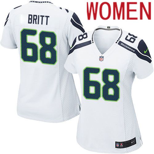 Women Seattle Seahawks #68 Justin Britt Nike White Game NFL Jersey